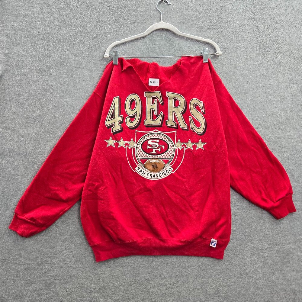 VINTAGE San Francisco 49ers Women Sweatshirts XL Red Logo 7 Graphic 90s READ‎
